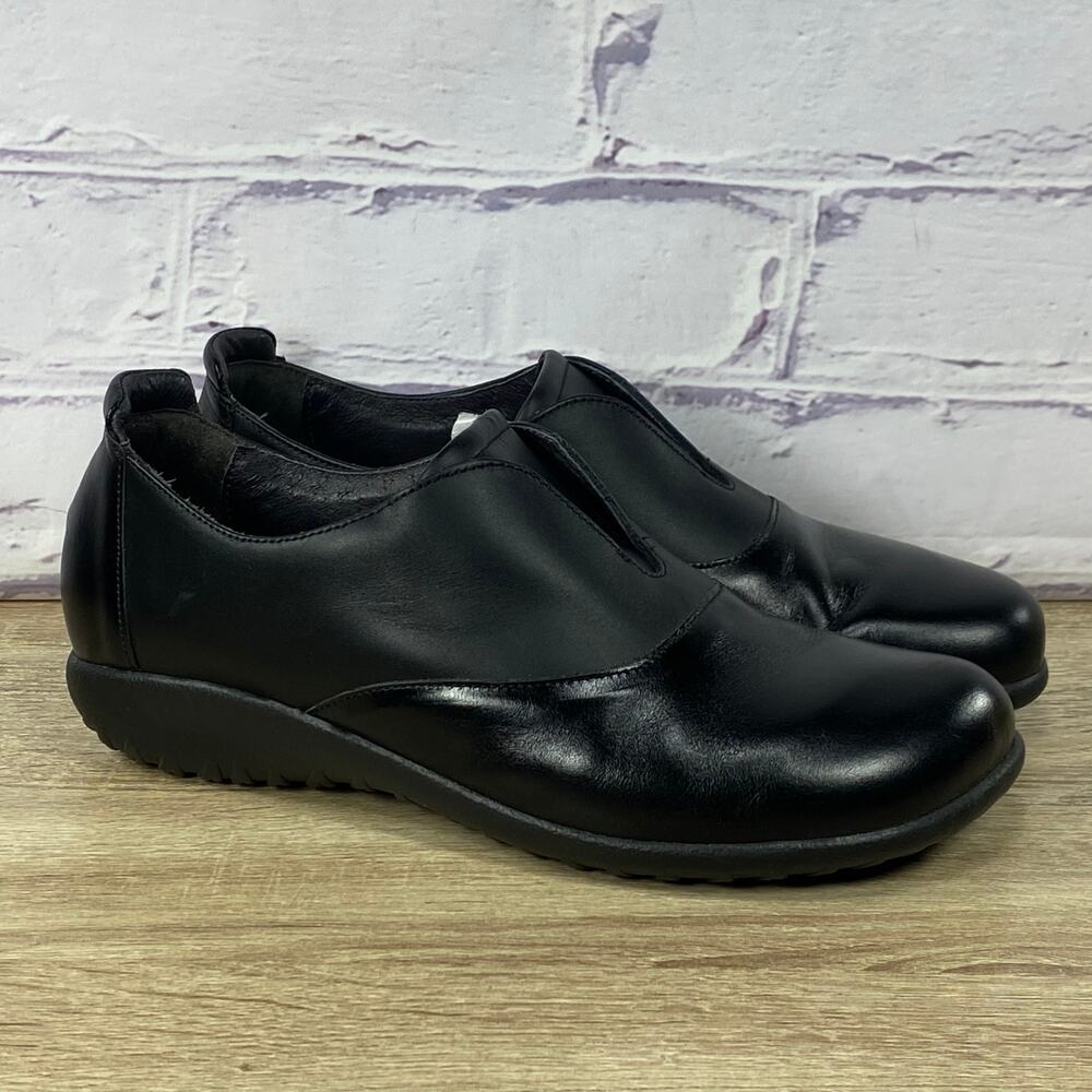 Naot Karo Black Leather Slip On Comfort Shoes Women's 40 US 9 Casual Loafers